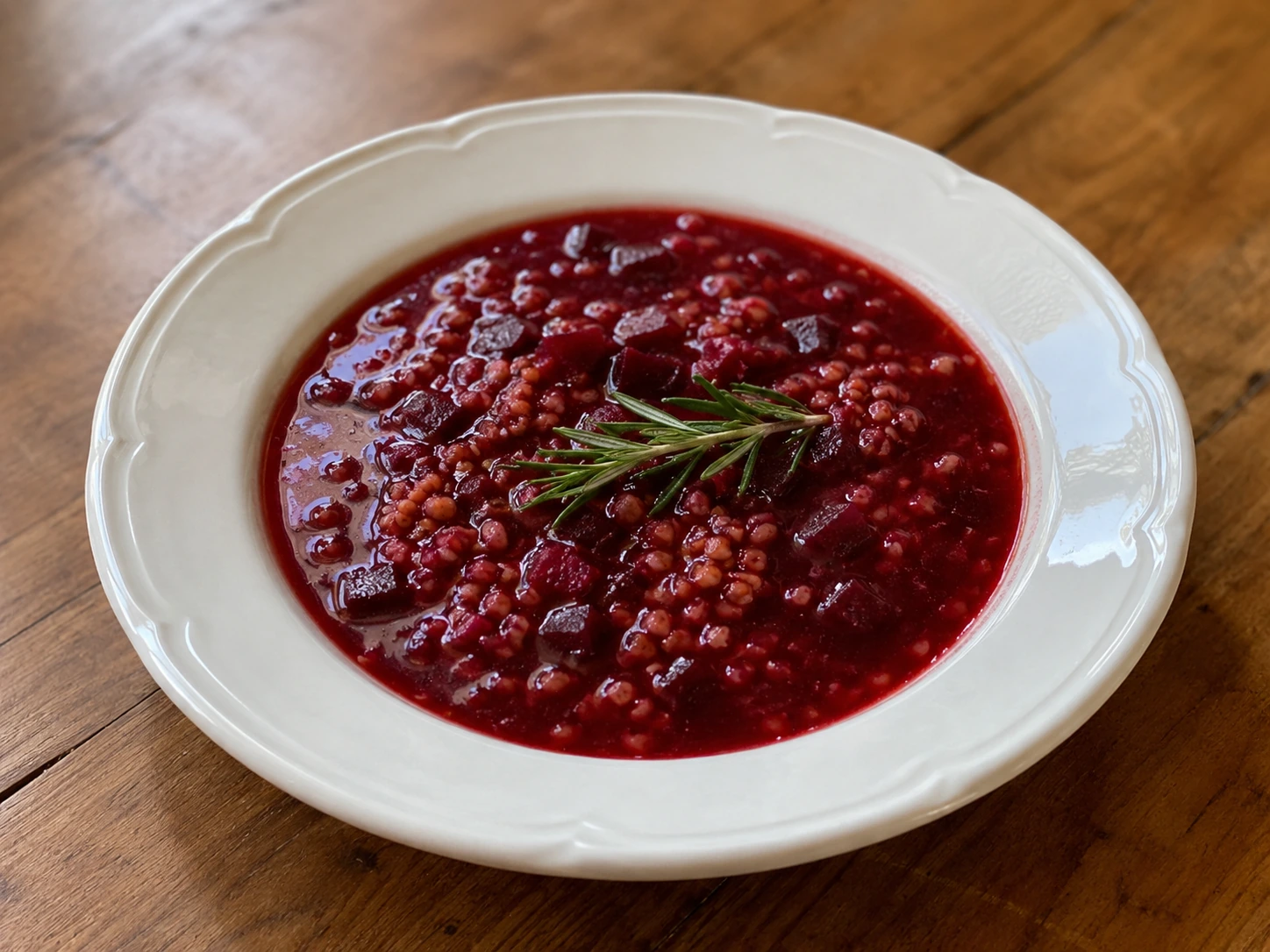 Rozmaringos leves cékla és bulgur alapanyagokból tálalva